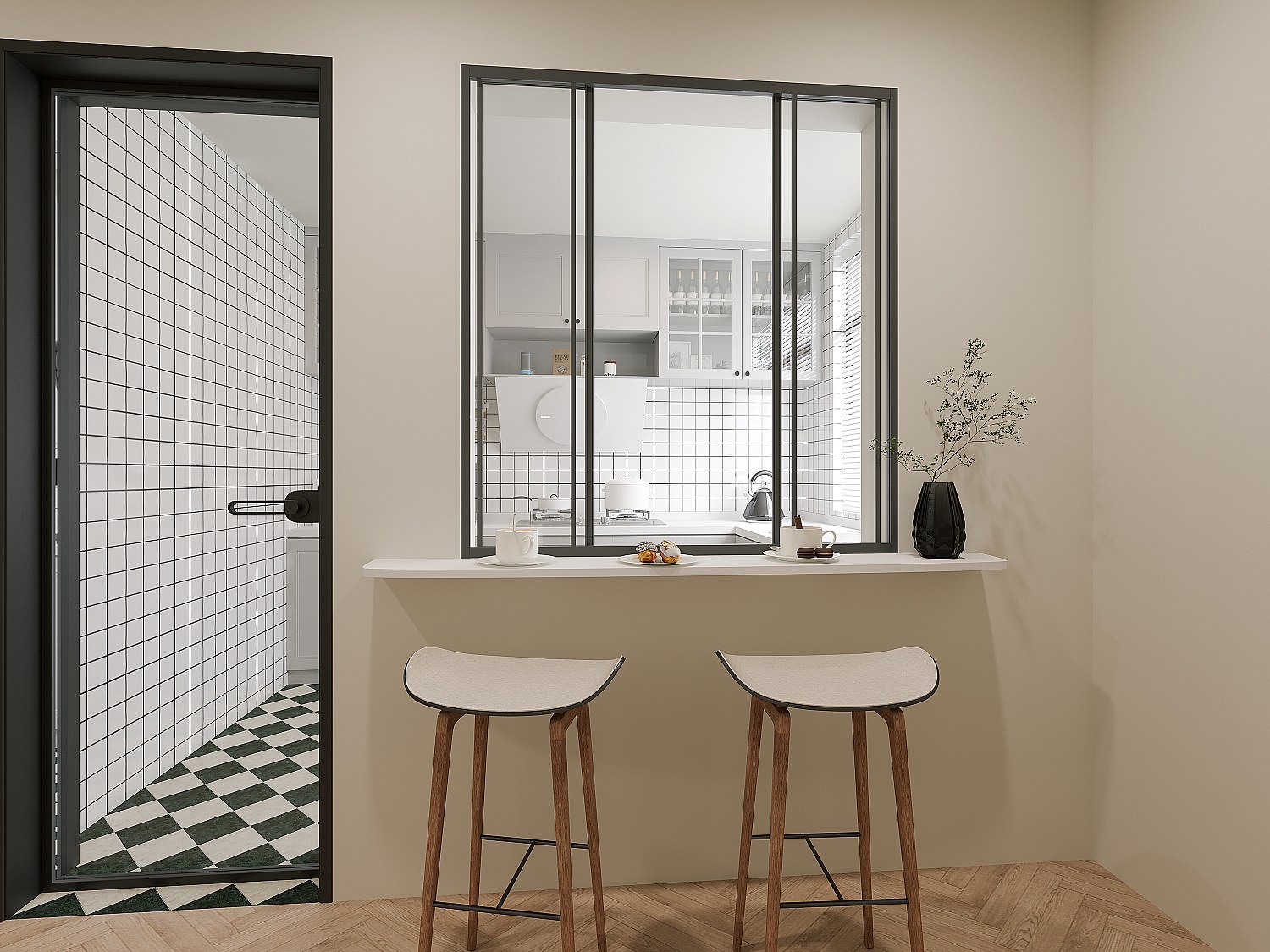 Vente-unique Schiebeglaswand - 120 X 130 Cm - Thermolackiertes Aluminium - Schwarz - Ravena