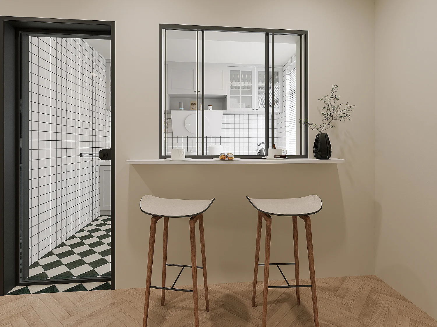 Skjutbar fönstervägg i svartlackerad aluminium 120 × 105 cm RAVENA