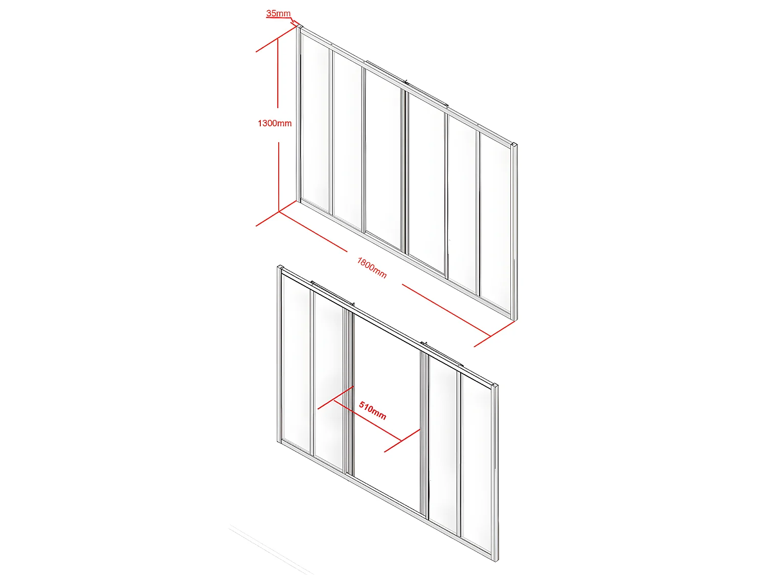 Przeszklona ścianka przesuwna z aluminium malowanego proszkowo w kolorze czarnym 180x130 cm - RAVENA