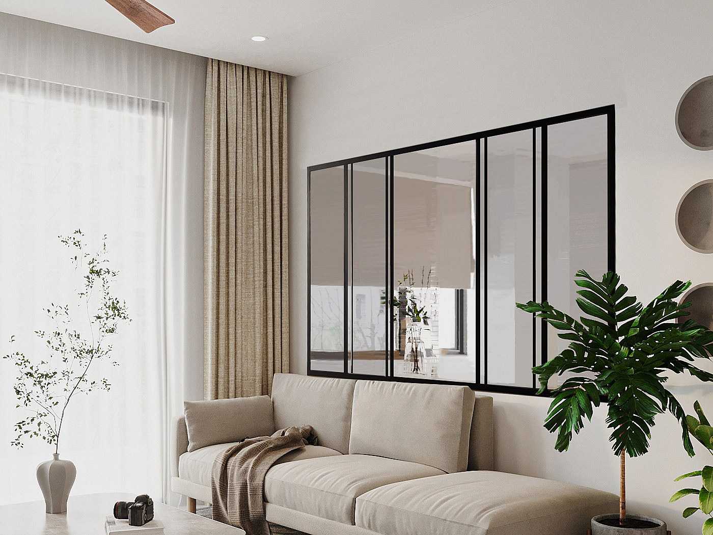 Vente-unique Schiebeglaswand - 180 X 130 Cm - Thermolackiertes Aluminium - Schwarz - Ravena