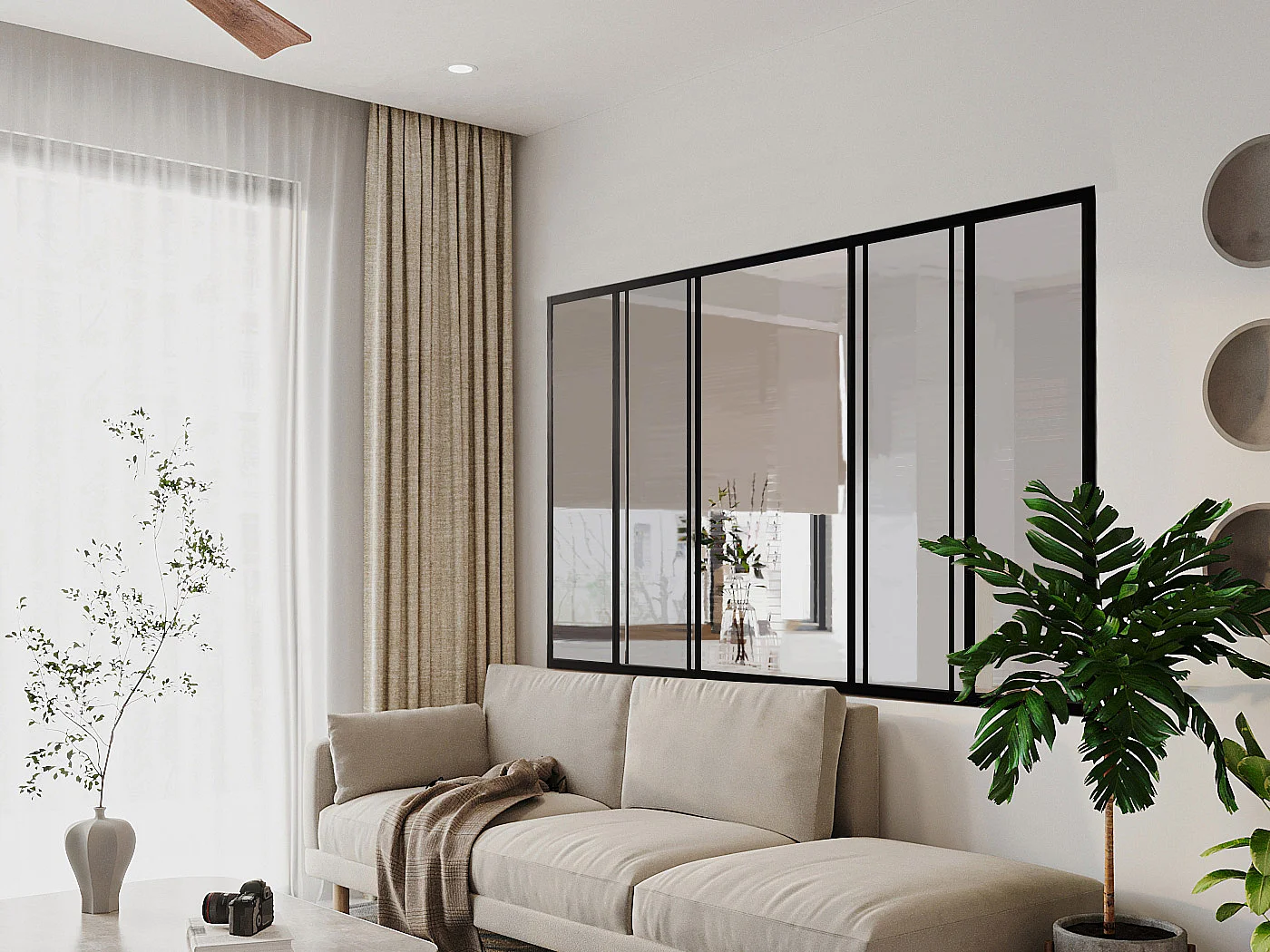 Verrière coulissante en aluminium thermolaqué noir 180x130 cm - RAVENA