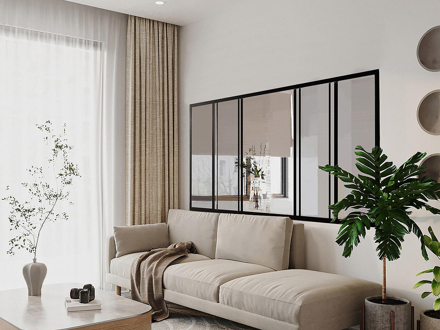 Vente-unique Schiebeglaswand - 180 X 105 Cm - Thermolackiertes Aluminium - Schwarz - Ravena