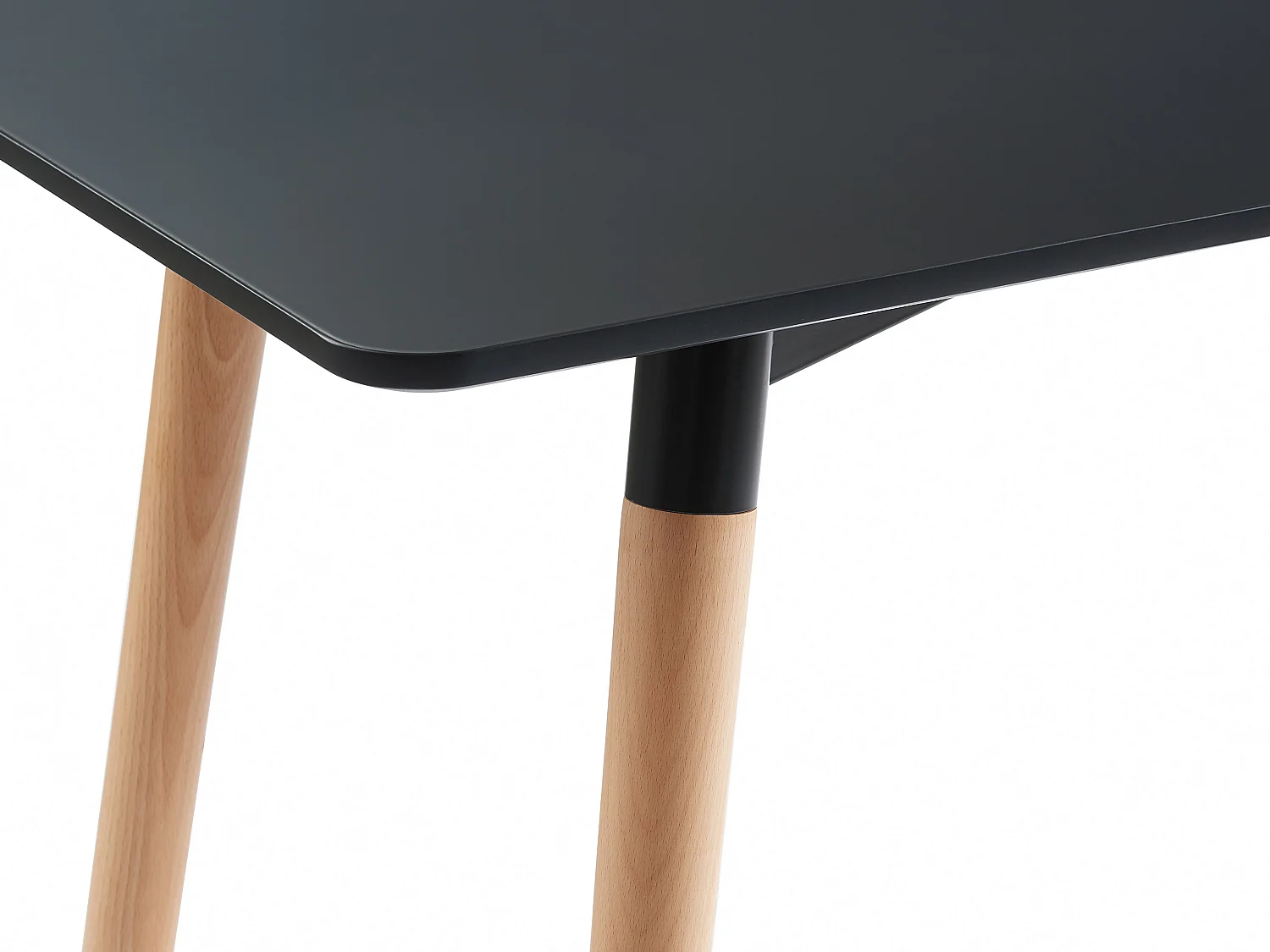 Table à manger 2 personnes en MDF et hêtre - Noir - CARISELA