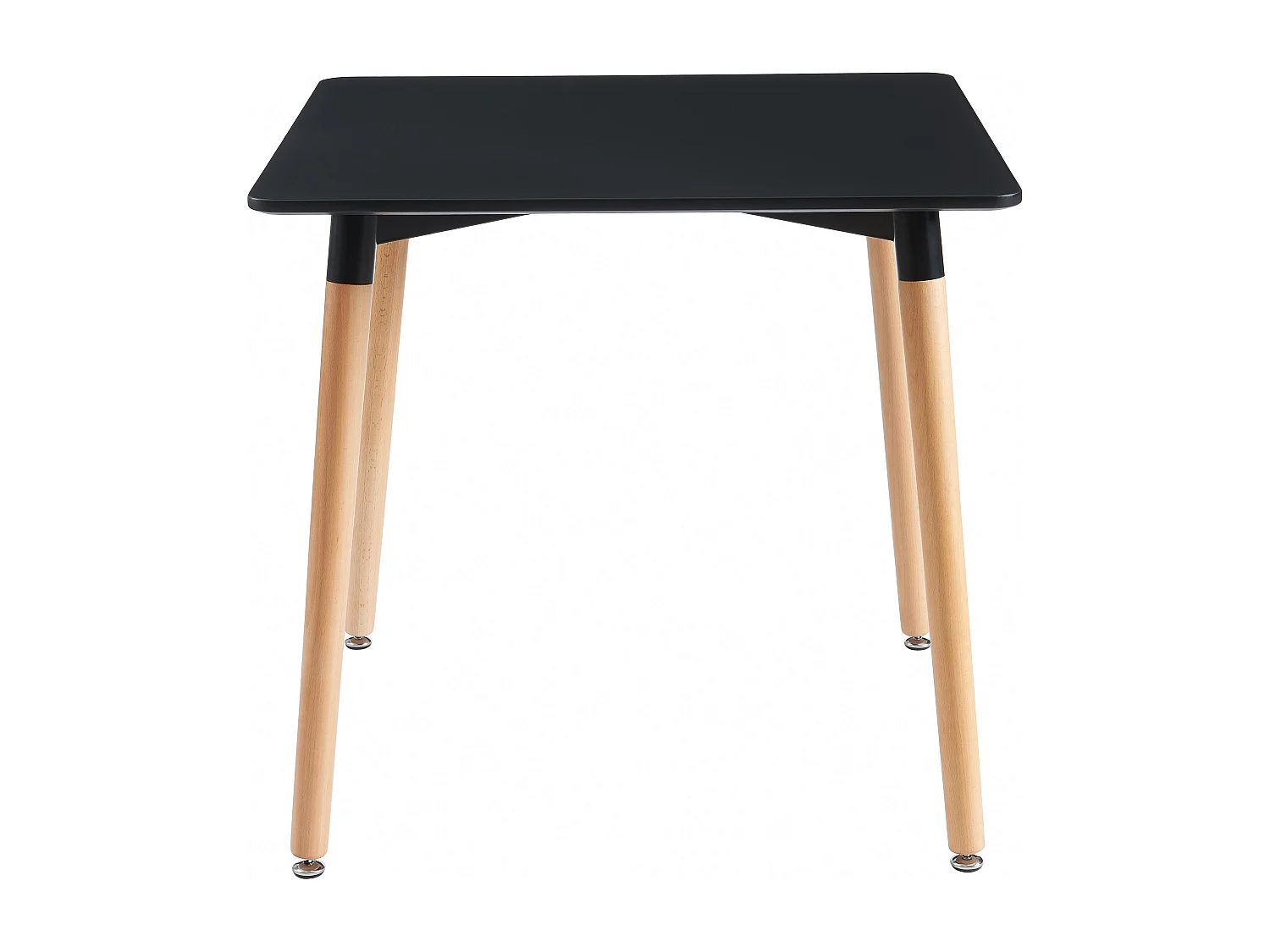 Table à manger 2 personnes en MDF et hêtre - Noir - CARISELA