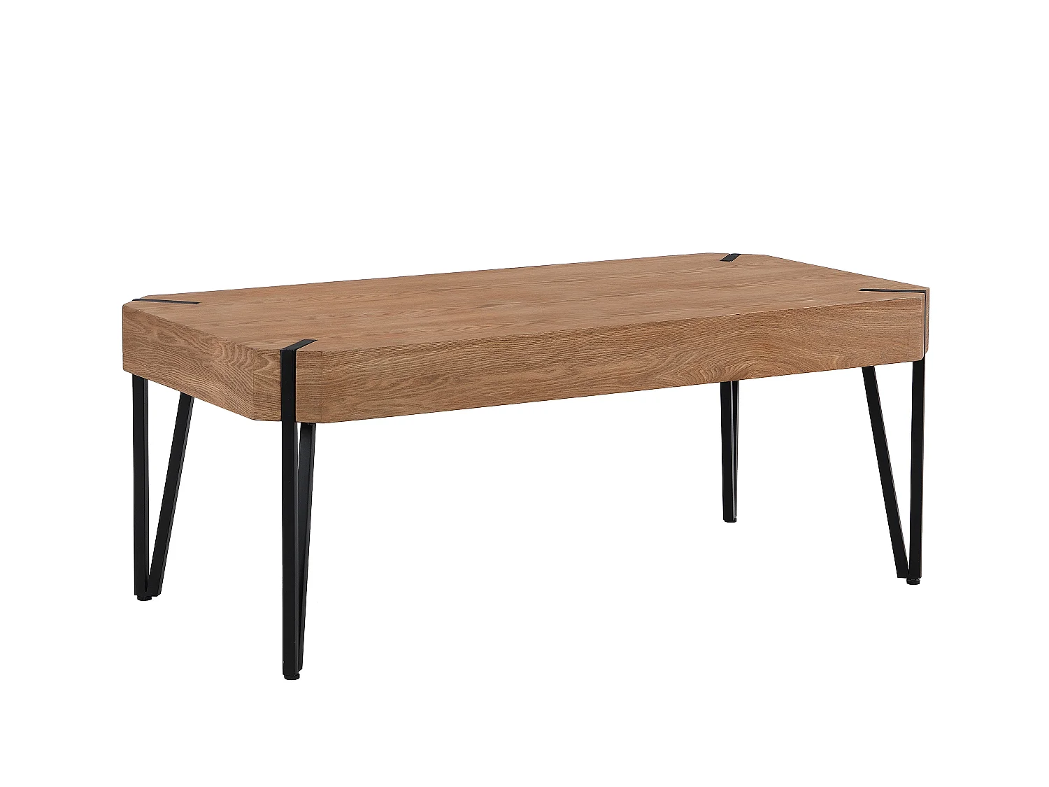 Table basse en MDF et métal - Naturel et noir - MANULILA