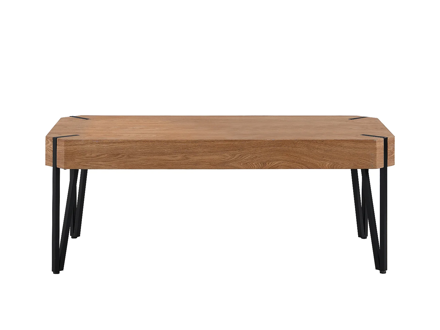 Table basse en MDF et métal - Naturel et noir - MANULILA