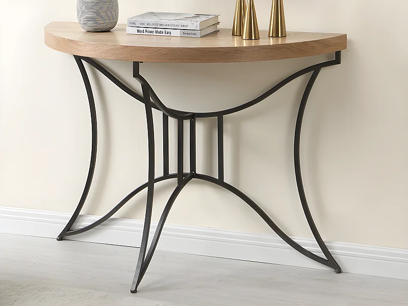 Console en MDF et métal - Naturel et noir - LOLANA