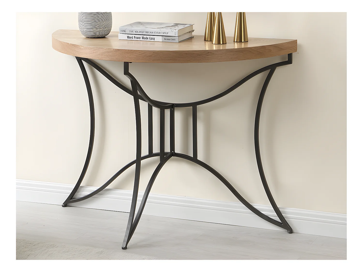 Consola de MDF y metal - Natural y negro - LOLANA