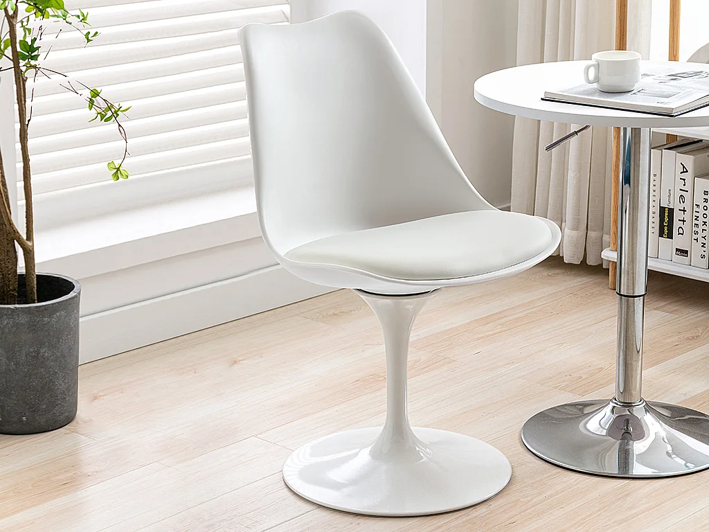 Chaise pivotante en polypropylène, tissu et acier - Blanc - XAFY