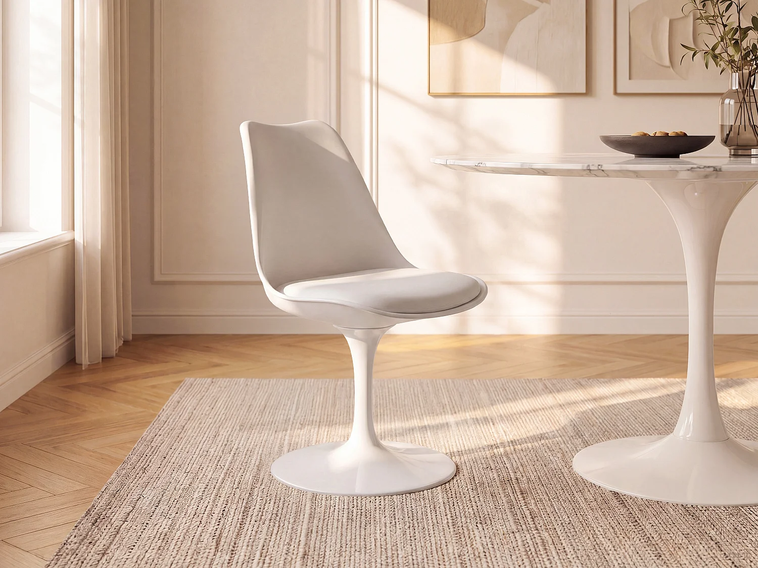 Chaise pivotante en polypropylène, tissu et acier - Blanc - XAFY