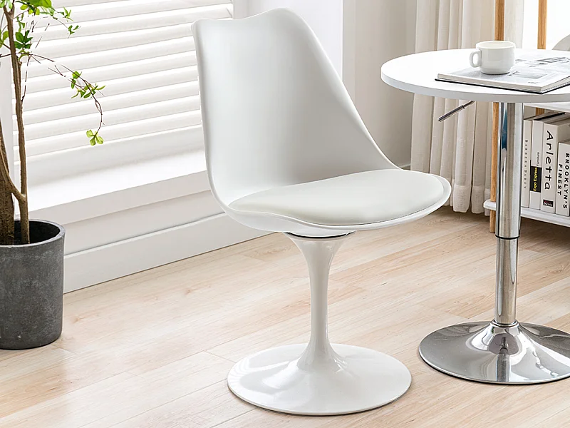 Chaise pivotante en polypropylène, tissu et acier - Blanc - XAFY
