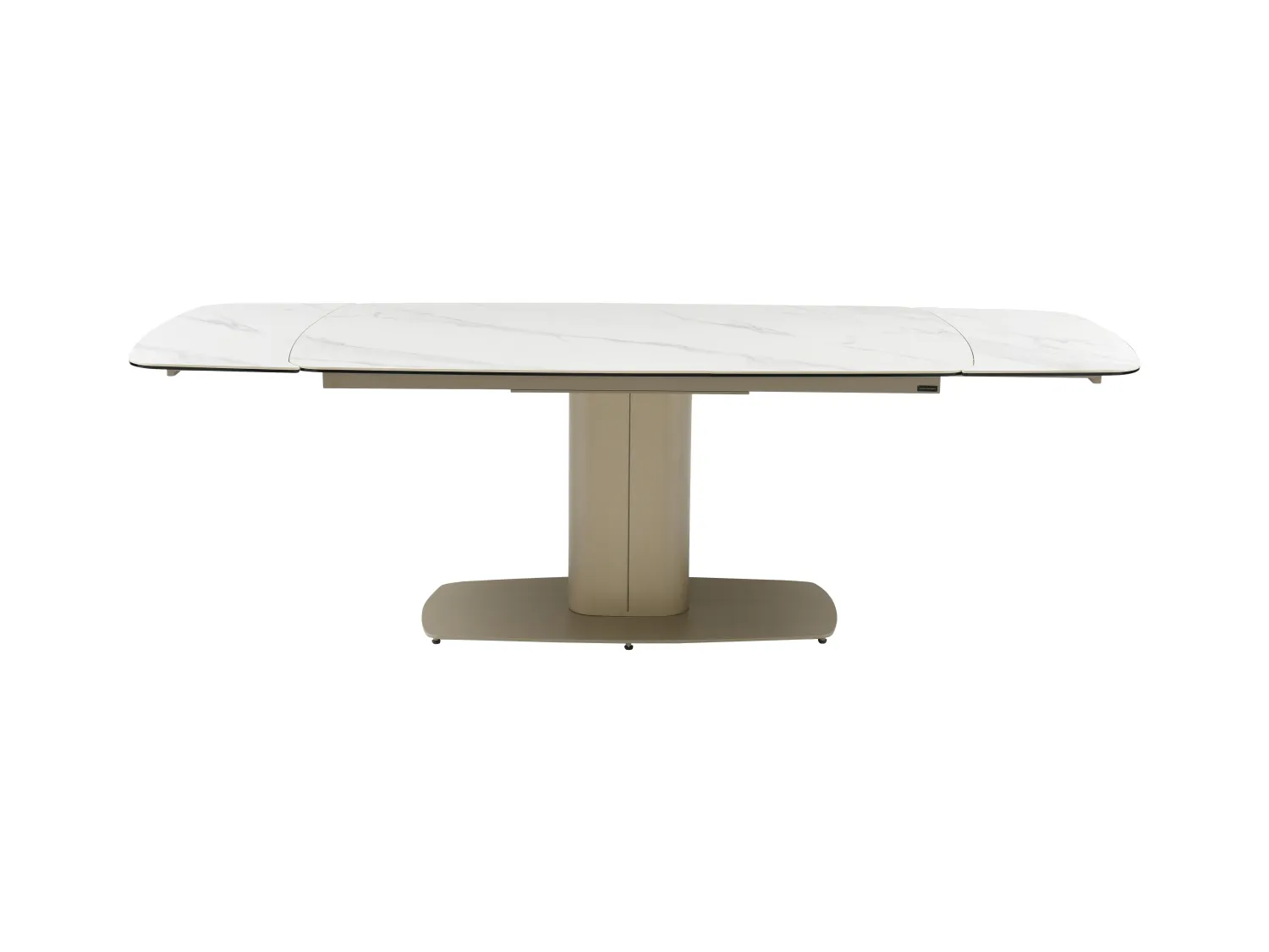 Esstisch für 6 bis 10 Personen ausziehbar - Keramik & Metall - Marmor-Optik Weiß & Taupe - CARIOULA von Pascal MORABITO