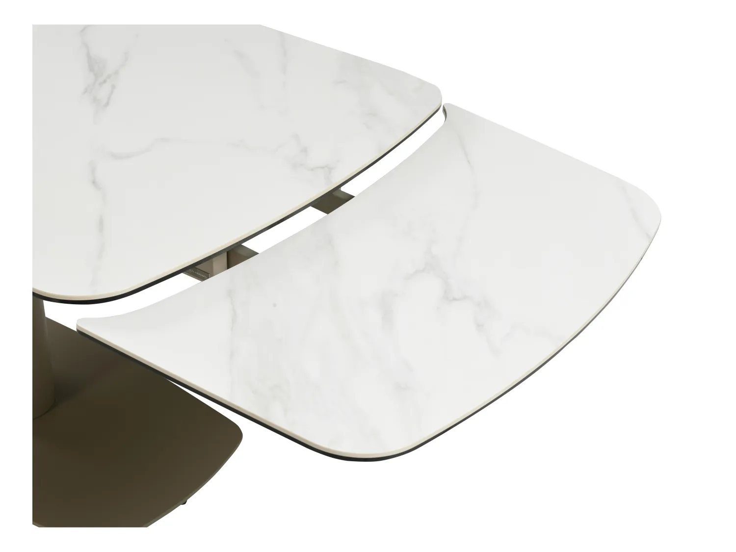 Esstisch für 6 bis 10 Personen ausziehbar - Keramik & Metall - Marmor-Optik Weiß & Taupe - CARIOULA von Pascal MORABITO