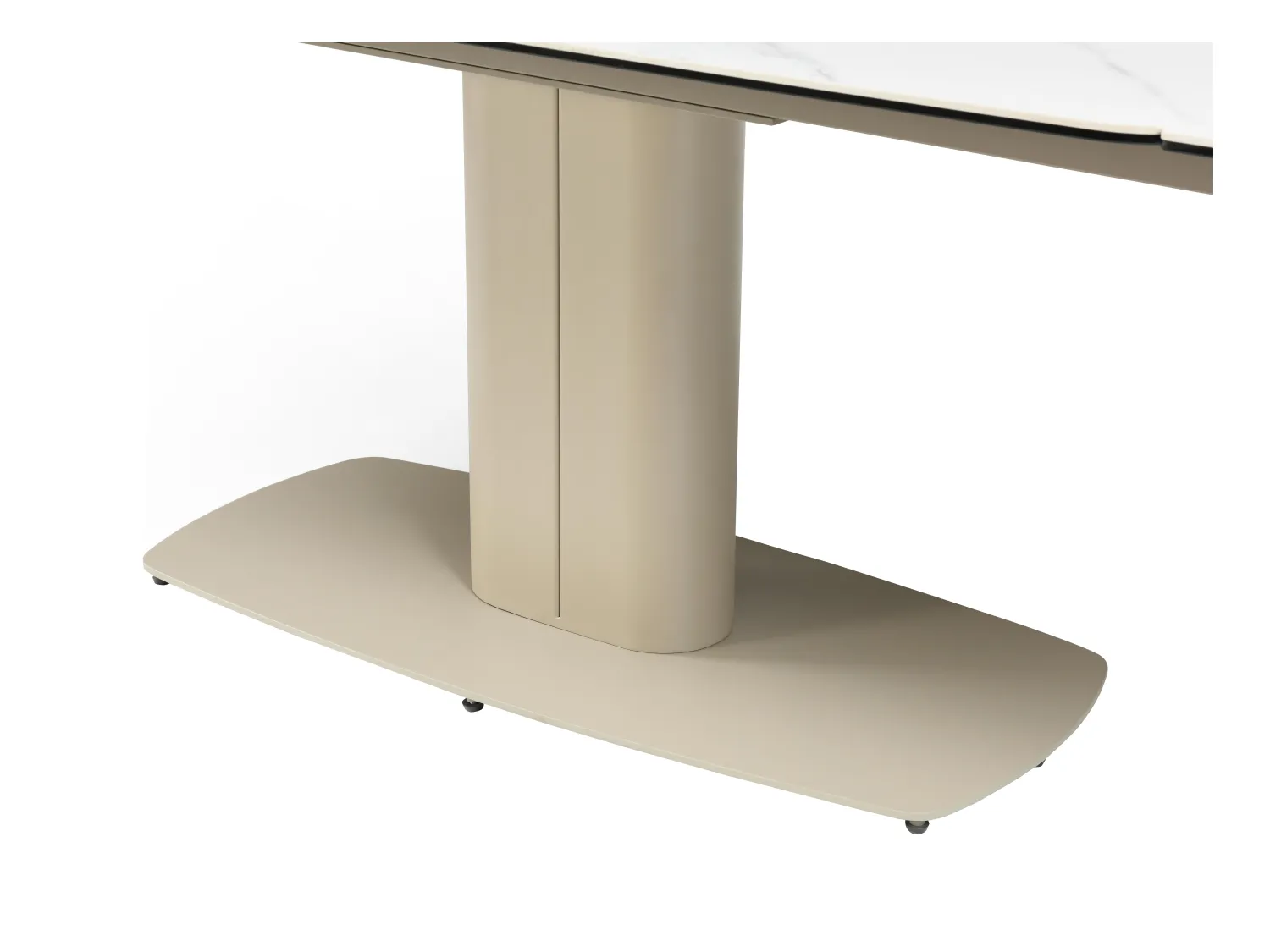 Esstisch für 6 bis 10 Personen ausziehbar - Keramik & Metall - Marmor-Optik Weiß & Taupe - CARIOULA von Pascal MORABITO