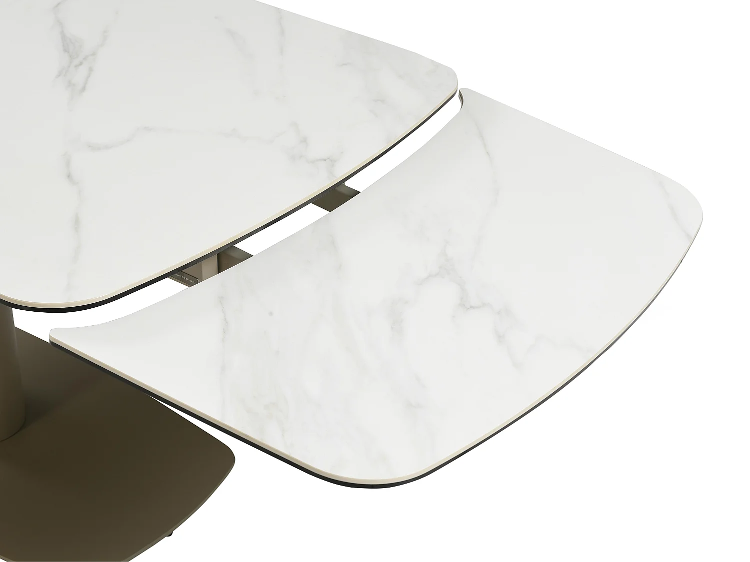 Table à manger extensible 6 à 10 personnes en céramique et métal - Effet marbre blanc et taupe - CARIOULA de Pascal MORABITO