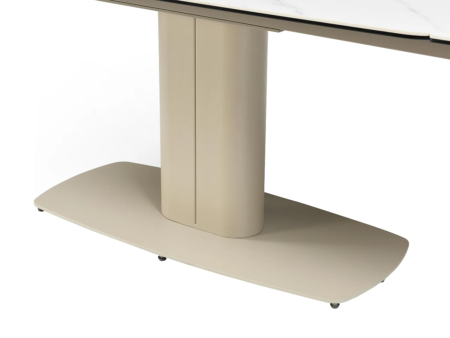 Table à manger extensible 6 à 10 personnes en céramique et métal - Effet marbre blanc et taupe - CARIOULA de Pascal MORABITO