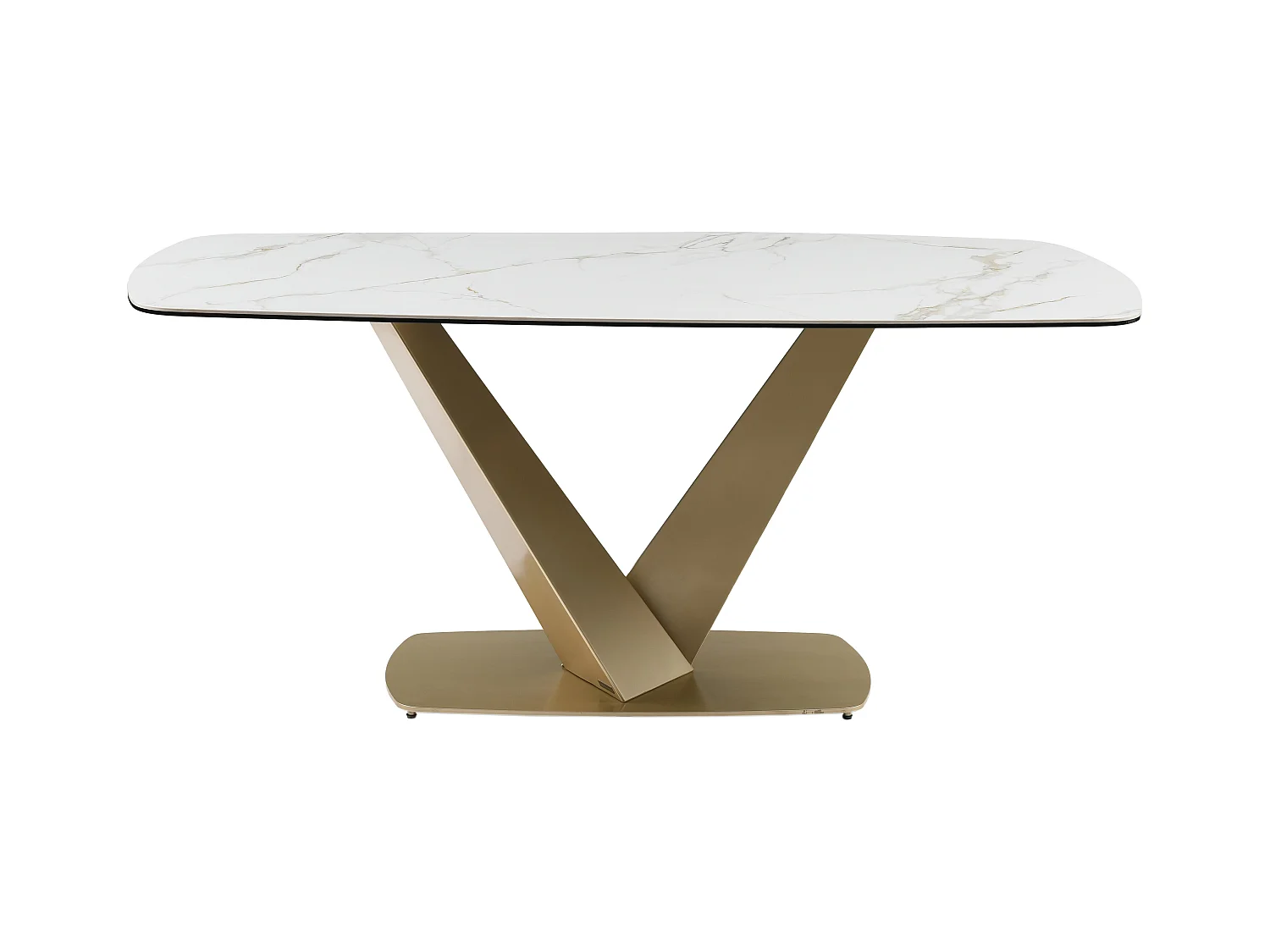 Tavolo da pranzo da 6 coperti in ceramica e Metallo Effetto marmo Bianco e Oro - PORELIMA di PASCAL MORABITO