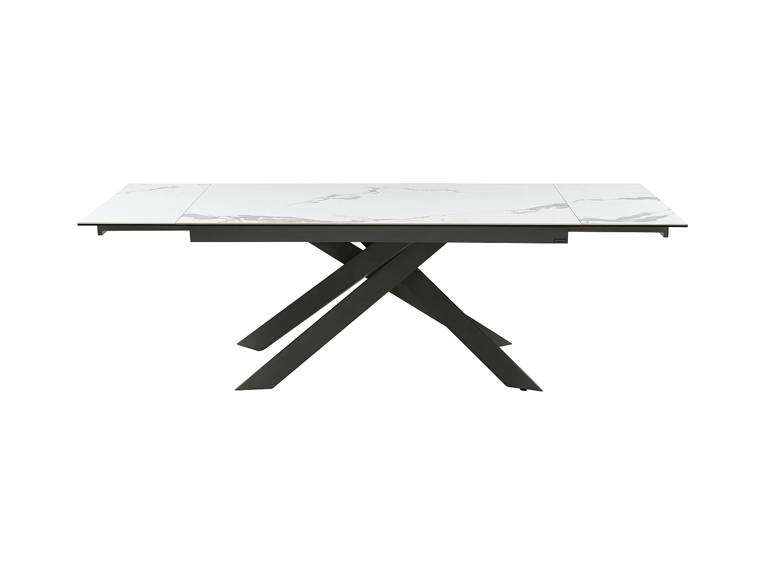 Mesa de jantar extensível de 6 a 10 lugares em cerâmica e metal efeito mármore branco e antracite - COREMA de Pascal MORABITO