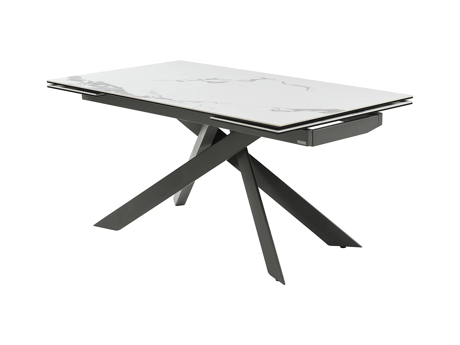 Mesa de jantar extensível de 6 a 10 lugares em cerâmica e metal efeito mármore branco e antracite - COREMA de Pascal MORABITO