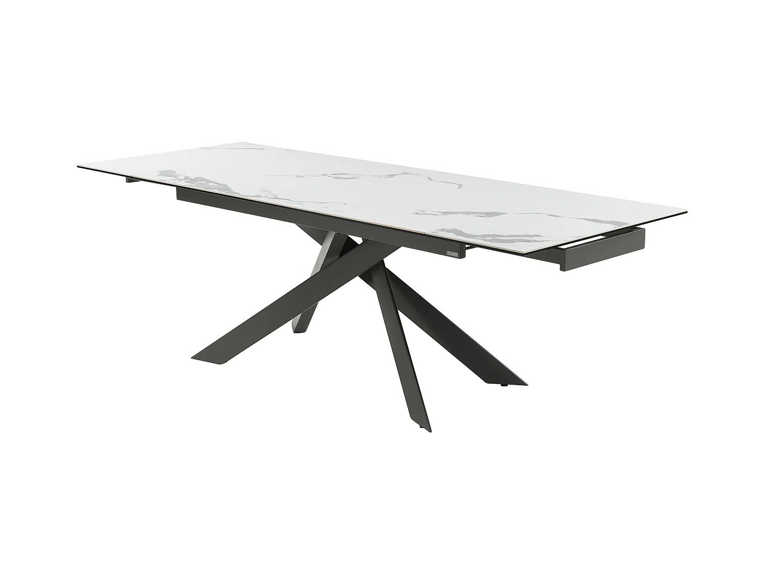 Mesa de jantar extensível de 6 a 10 lugares em cerâmica e metal efeito mármore branco e antracite - COREMA de Pascal MORABITO