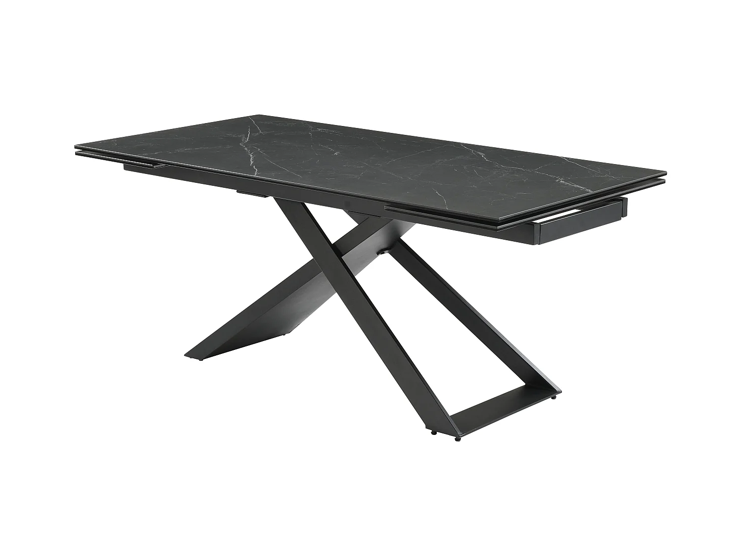 Mesa de jantar extensível de 6 a 10 lugares em cerâmica e metal efeito mármore preto - XERENA de Pascal MORABITO