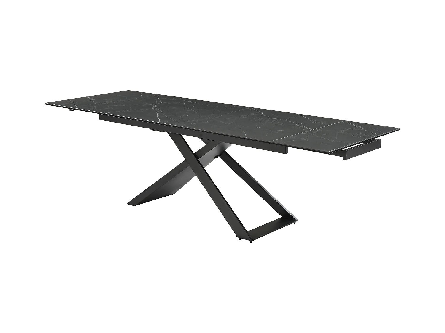 Mesa de jantar extensível de 6 a 10 lugares em cerâmica e metal efeito mármore preto - XERENA de Pascal MORABITO