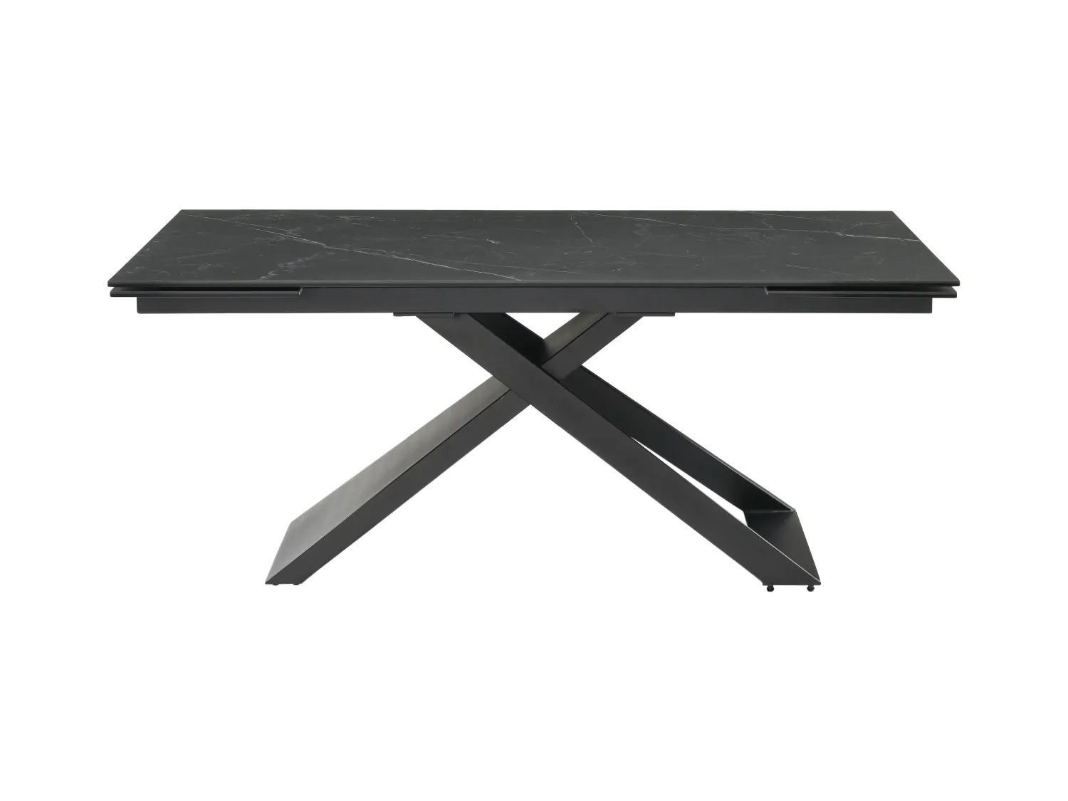 Mesa de comedor extensible 6 a 10 comensales de cerámica y metal - Efecto mármol negro - XERENA de Pascal MORABITO