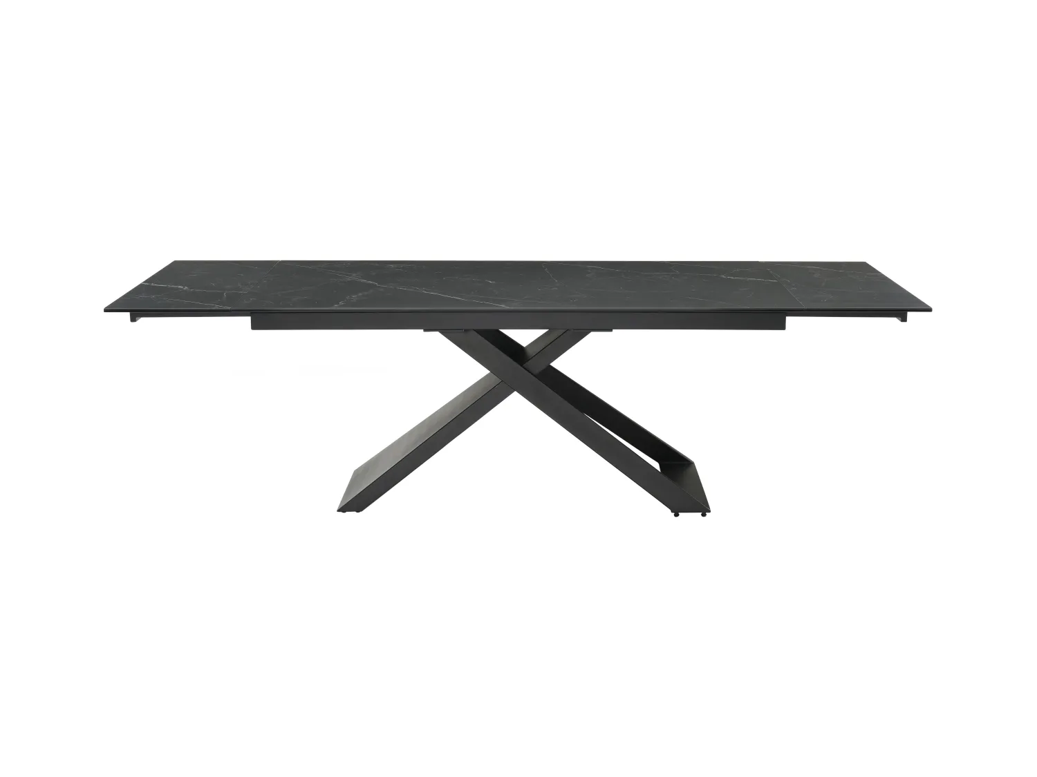 Mesa de comedor extensible 6 a 10 comensales de cerámica y metal - Efecto mármol negro - XERENA de Pascal MORABITO