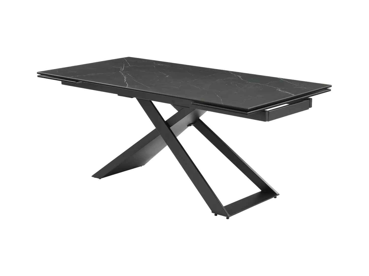 Mesa de comedor extensible 6 a 10 comensales de cerámica y metal - Efecto mármol negro - XERENA de Pascal MORABITO