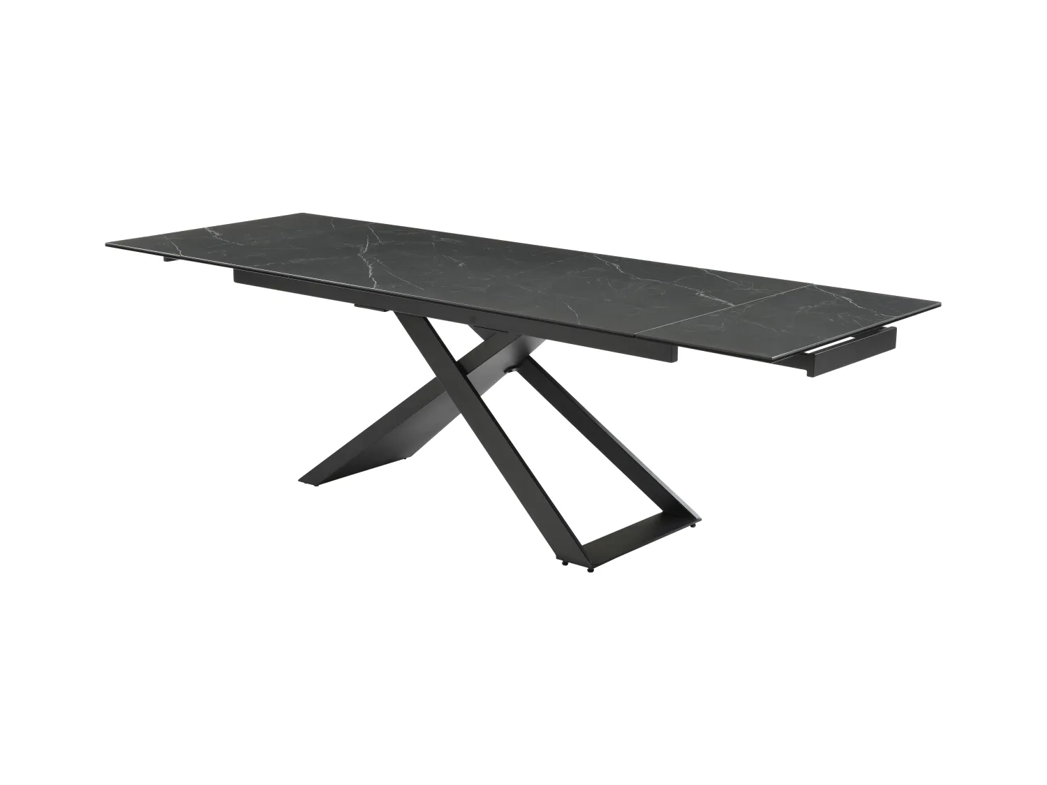 Mesa de comedor extensible 6 a 10 comensales de cerámica y metal - Efecto mármol negro - XERENA de Pascal MORABITO