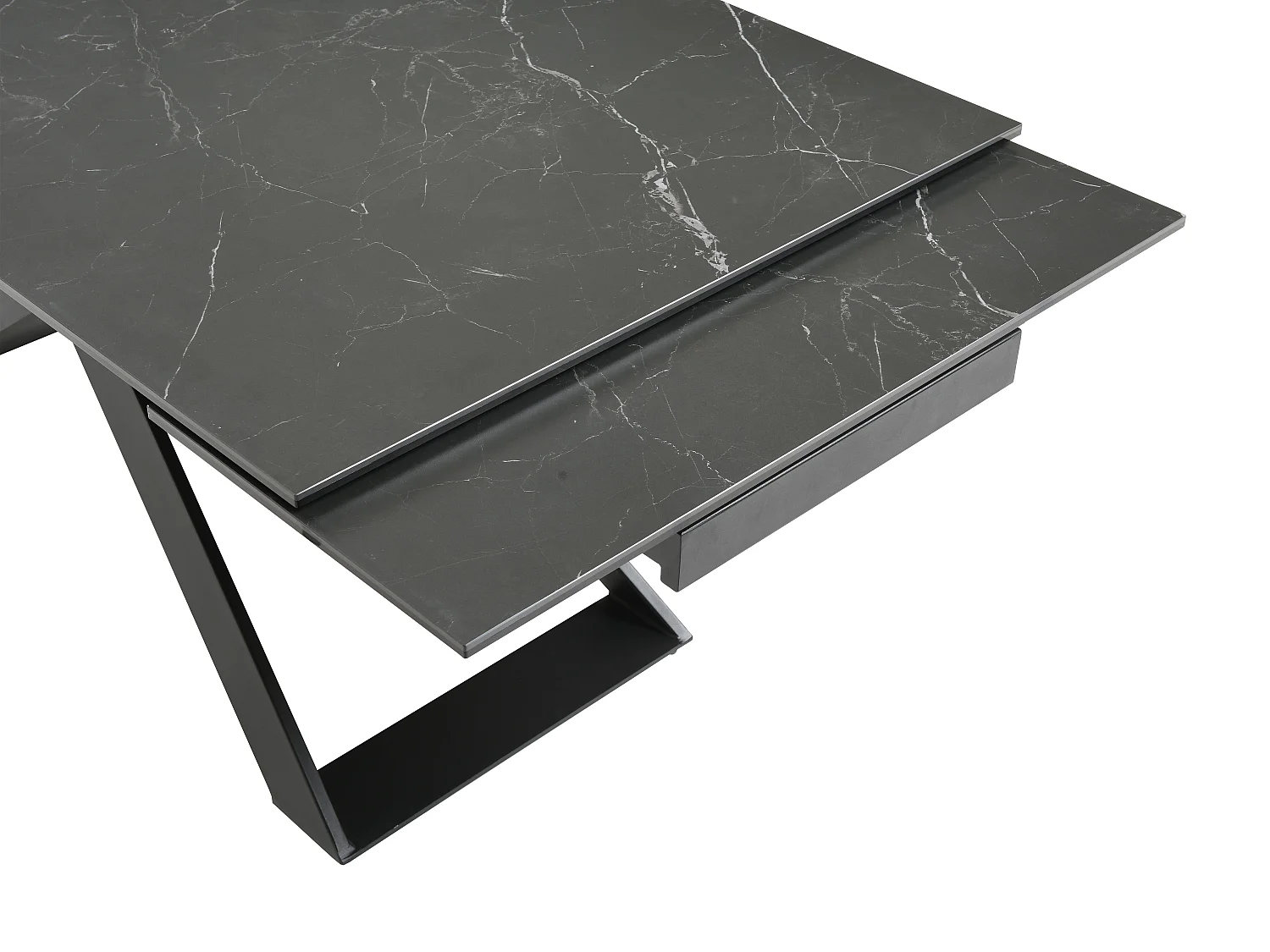 Verlengbare eettafel 6 tot 10 plaatsen van keramiek en metaal - Zwart marmereffect - XERENA van Pascal MORABITO