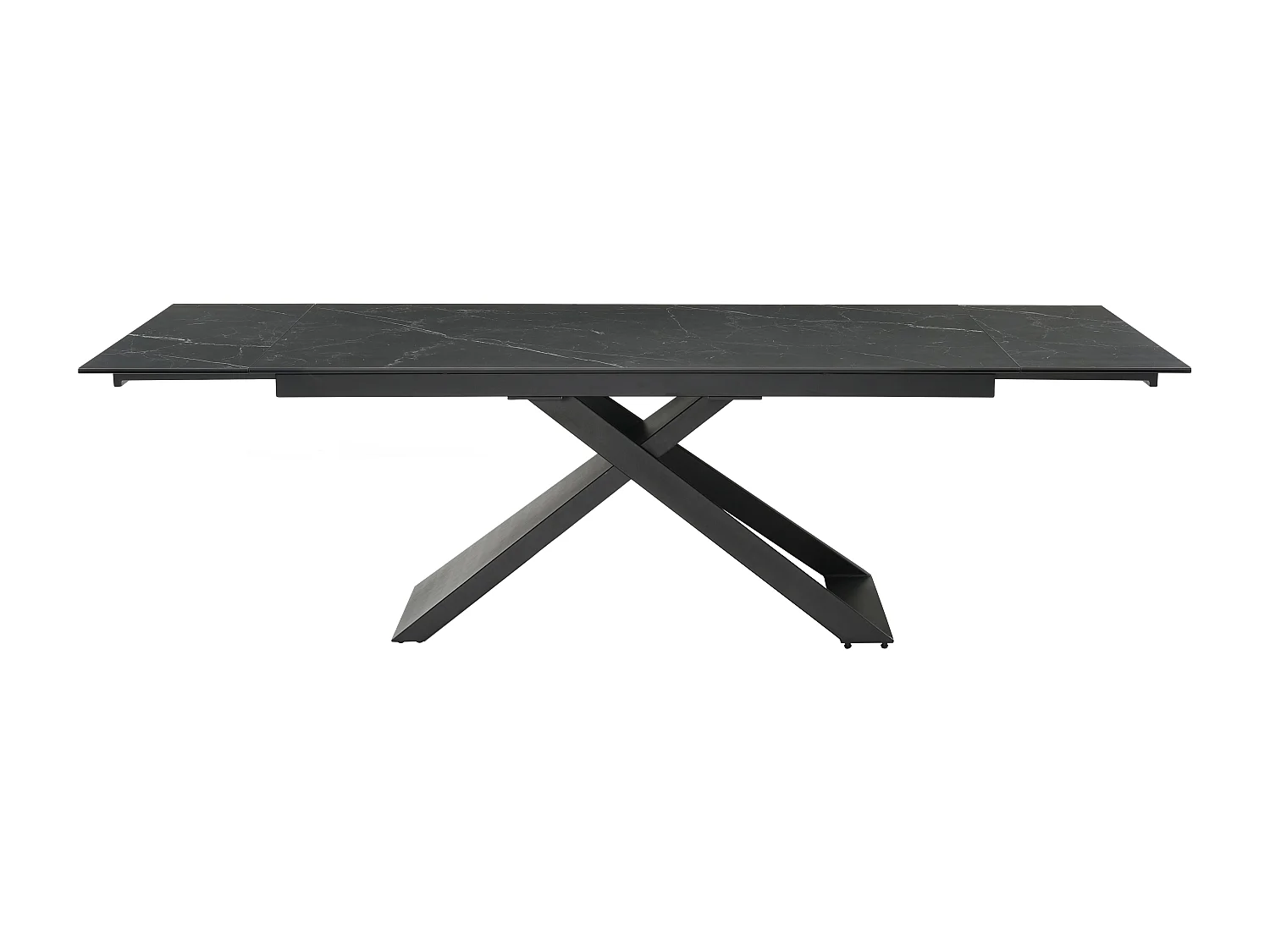 Verlengbare eettafel 6 tot 10 plaatsen van keramiek en metaal - Zwart marmereffect - XERENA van Pascal MORABITO