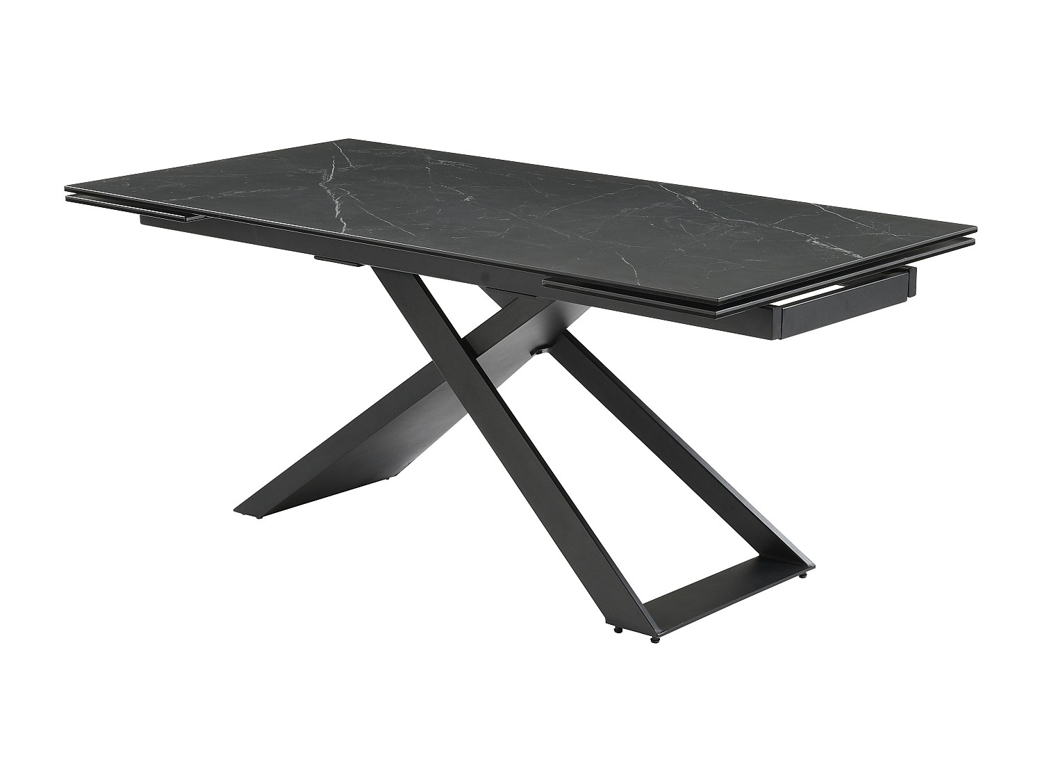 Esstisch für 6 bis 10 Personen ausziehbar - Keramik & Metall - Marmor-Optik günstig online kaufen