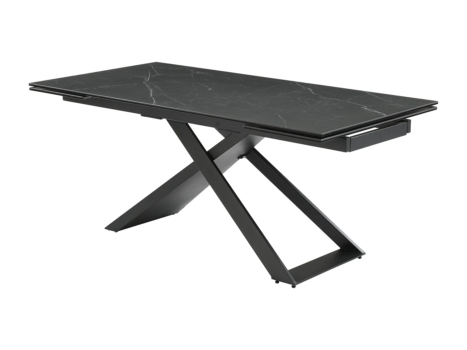 Verlengbare eettafel 6 tot 10 plaatsen van keramiek en metaal - Zwart marmereffect - XERENA van Pascal MORABITO