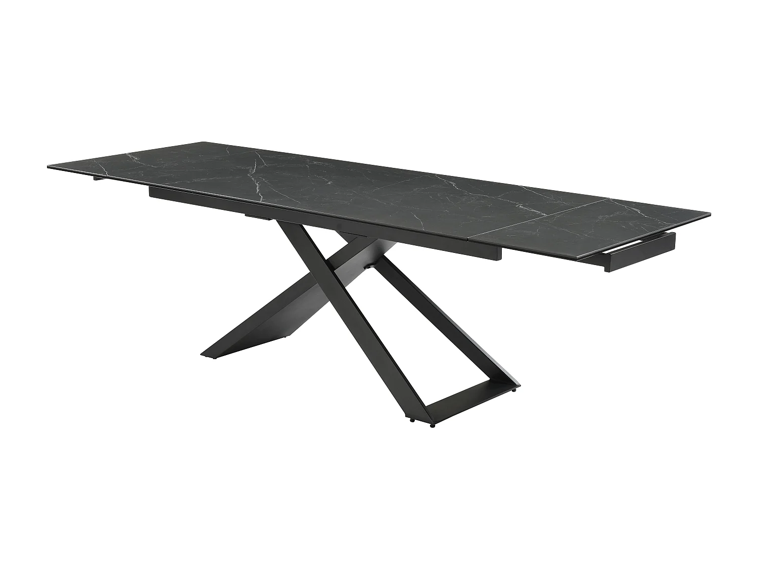 Verlengbare eettafel 6 tot 10 plaatsen van keramiek en metaal - Zwart marmereffect - XERENA van Pascal MORABITO