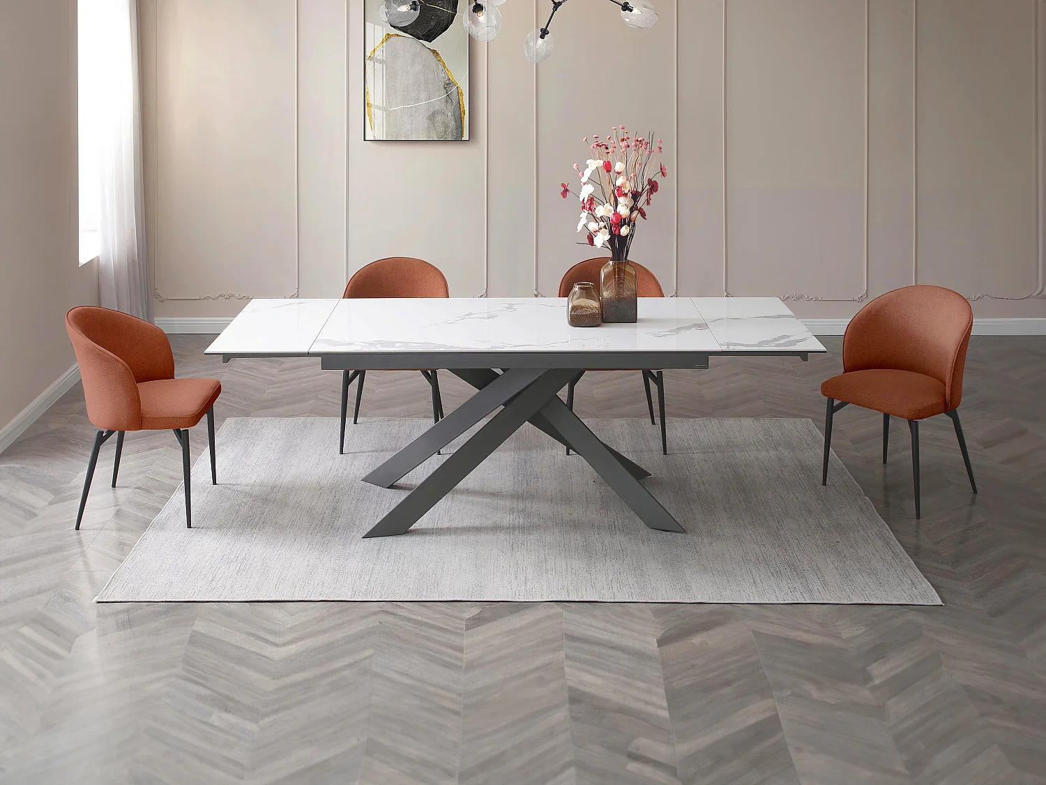 Lot de 2 chaises en tissu et métal - Terracotta - GILONA de Maison Céphy