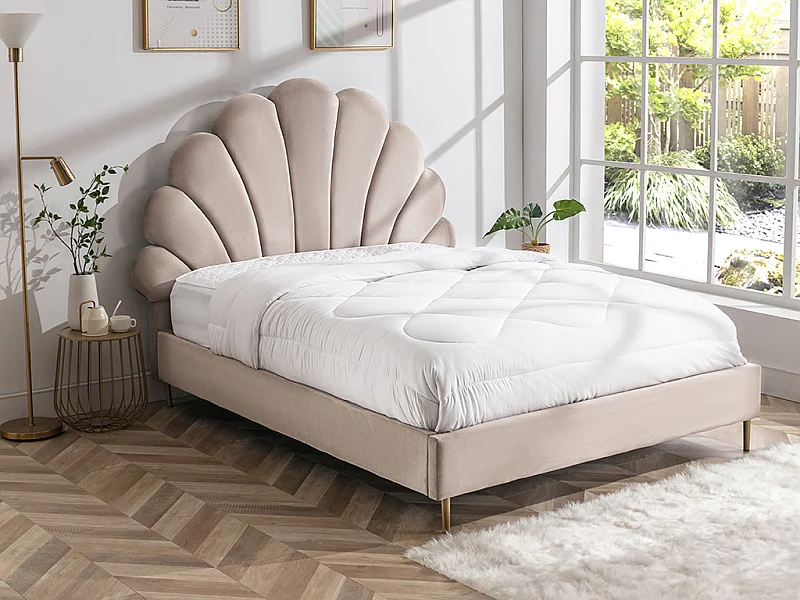 IDIMEX Tête de lit ELOWA 160 rembourrée, en Tissu Polyester pour lit 160 cm, sur Pieds en Plastique, Blanc