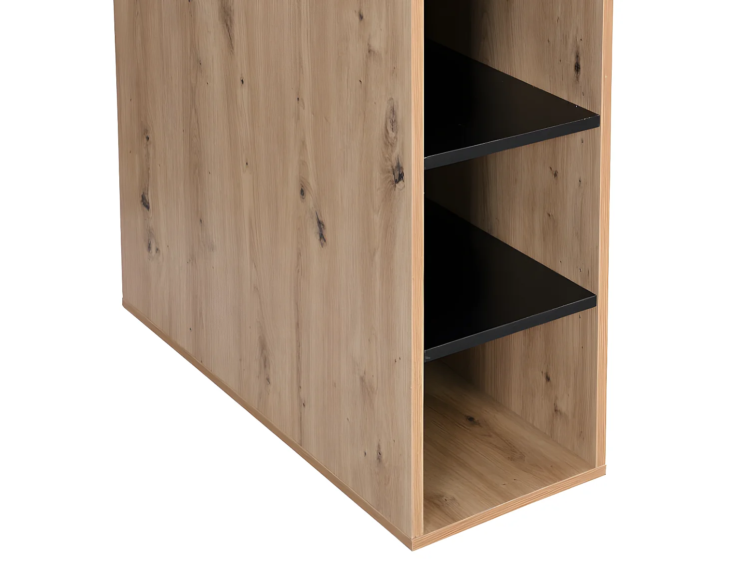 Bureau d'angle avec rangements - MDF - Naturel et noir - ROMIARA