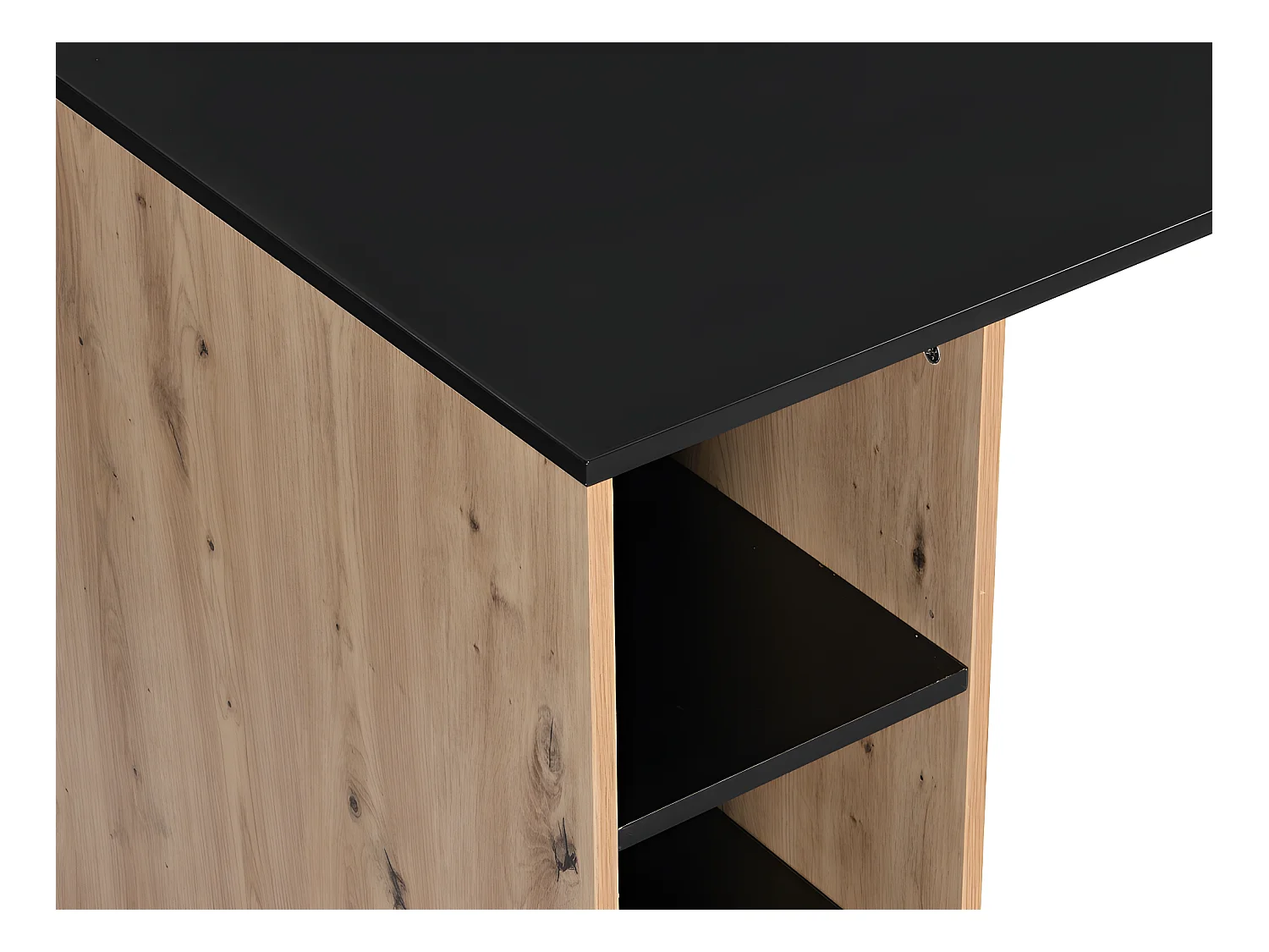 Escritorio rinconera con compartimentos - MDF - Natural y negro - ROMIARA