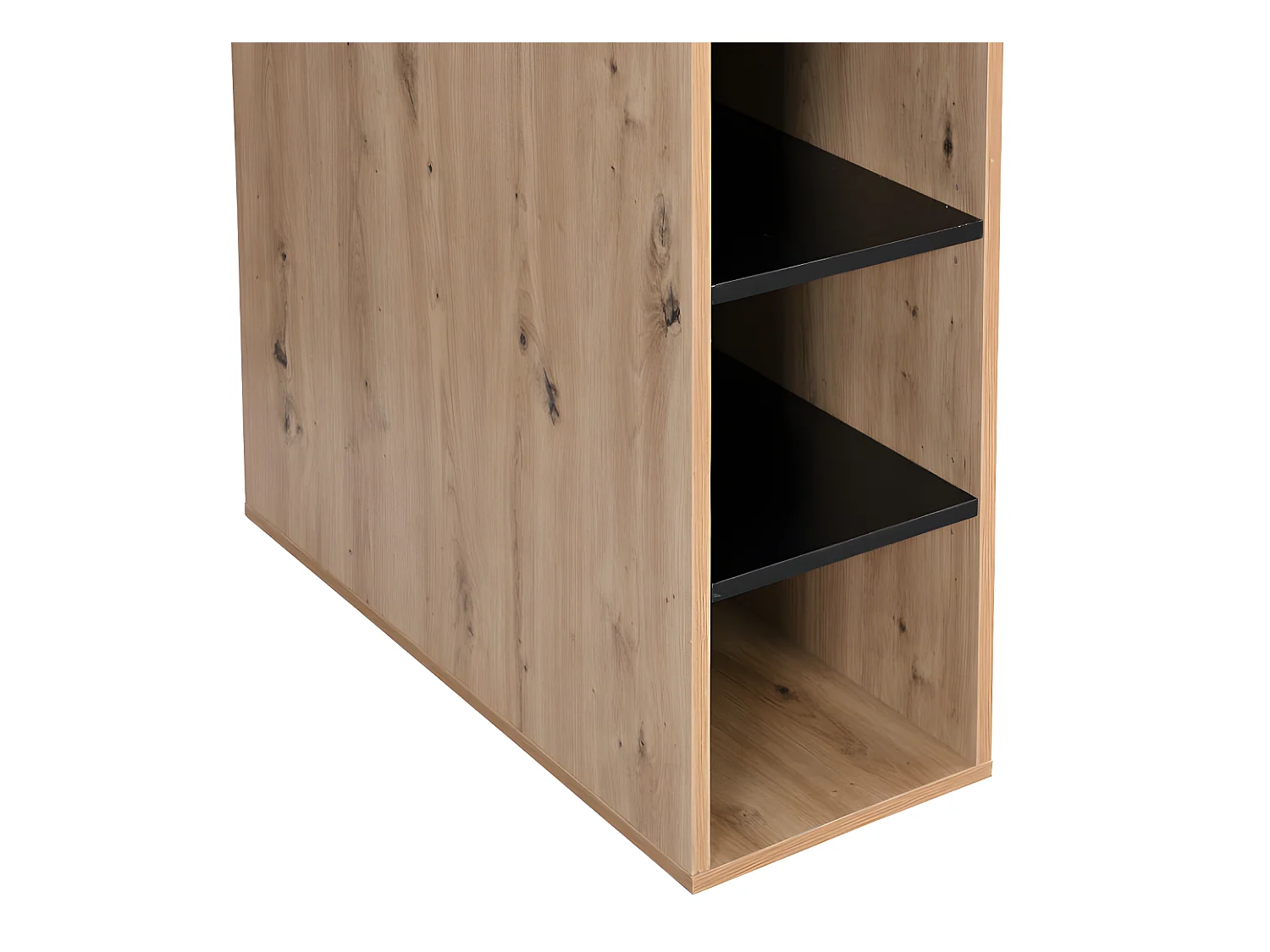 Escritorio rinconera con compartimentos - MDF - Natural y negro - ROMIARA