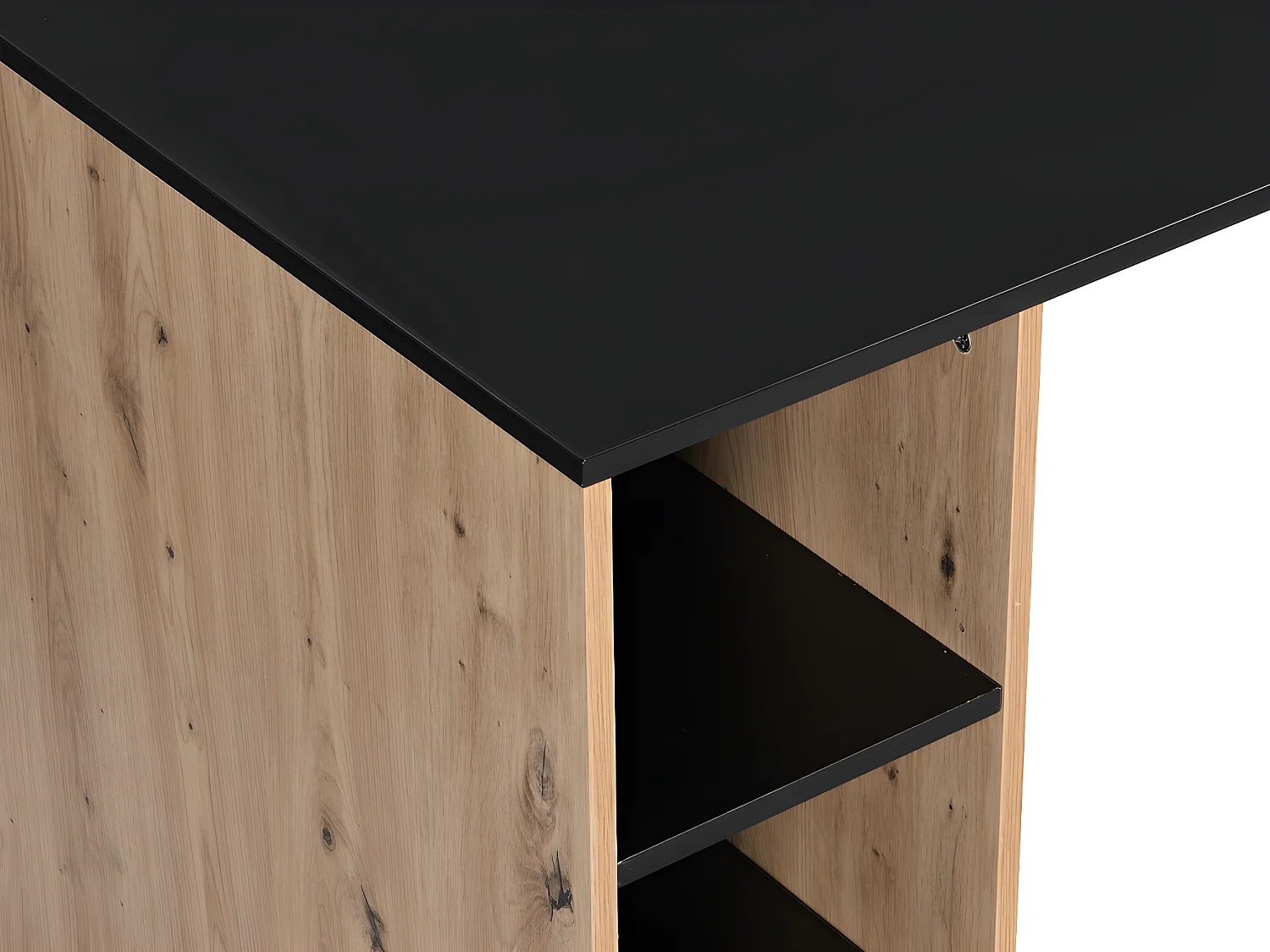Bureau d'angle avec rangements - MDF - Naturel et noir - ROMIARA