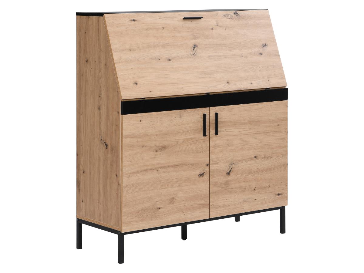 Schreibtisch mit 2 Türen - MDF - Naturfarben & Schwarz - MALEDA günstig online kaufen