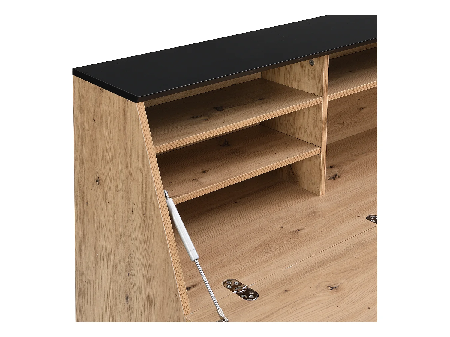 Schreibtisch mit 2 Türen - MDF - Naturfarben & Schwarz - MALEDA