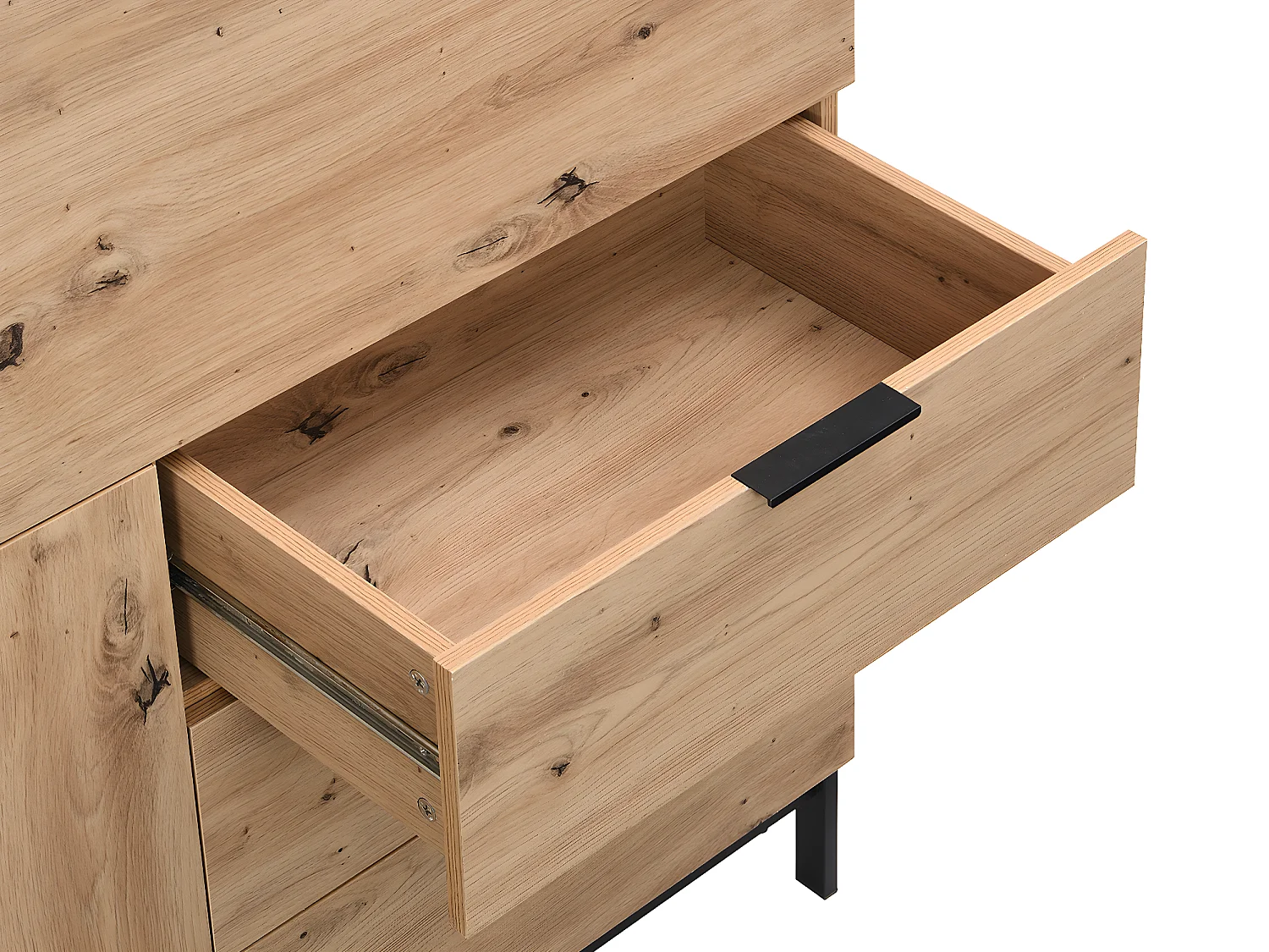 Sekretär mit 2 Türen & 3 Schubladen - MDF & Metall - Naturfarben - ERWIN