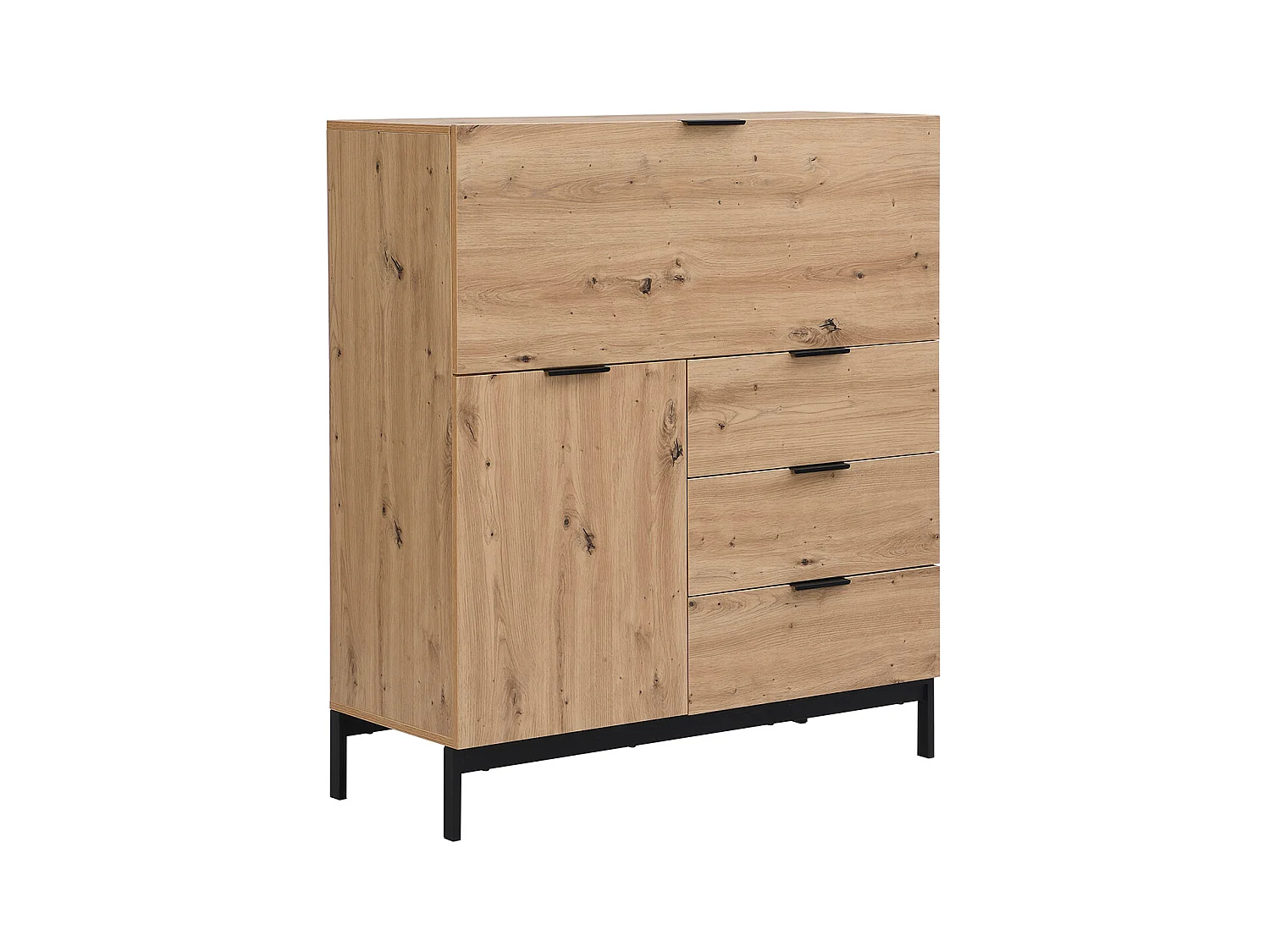 Escritorio con 2 puertas y 3 cajones - MDF y metal - Natural - ERWIN