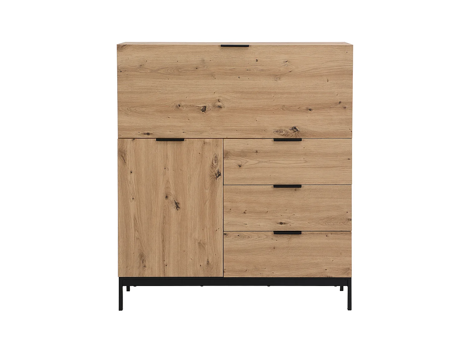 Escritorio con 2 puertas y 3 cajones - MDF y metal - Natural - ERWIN