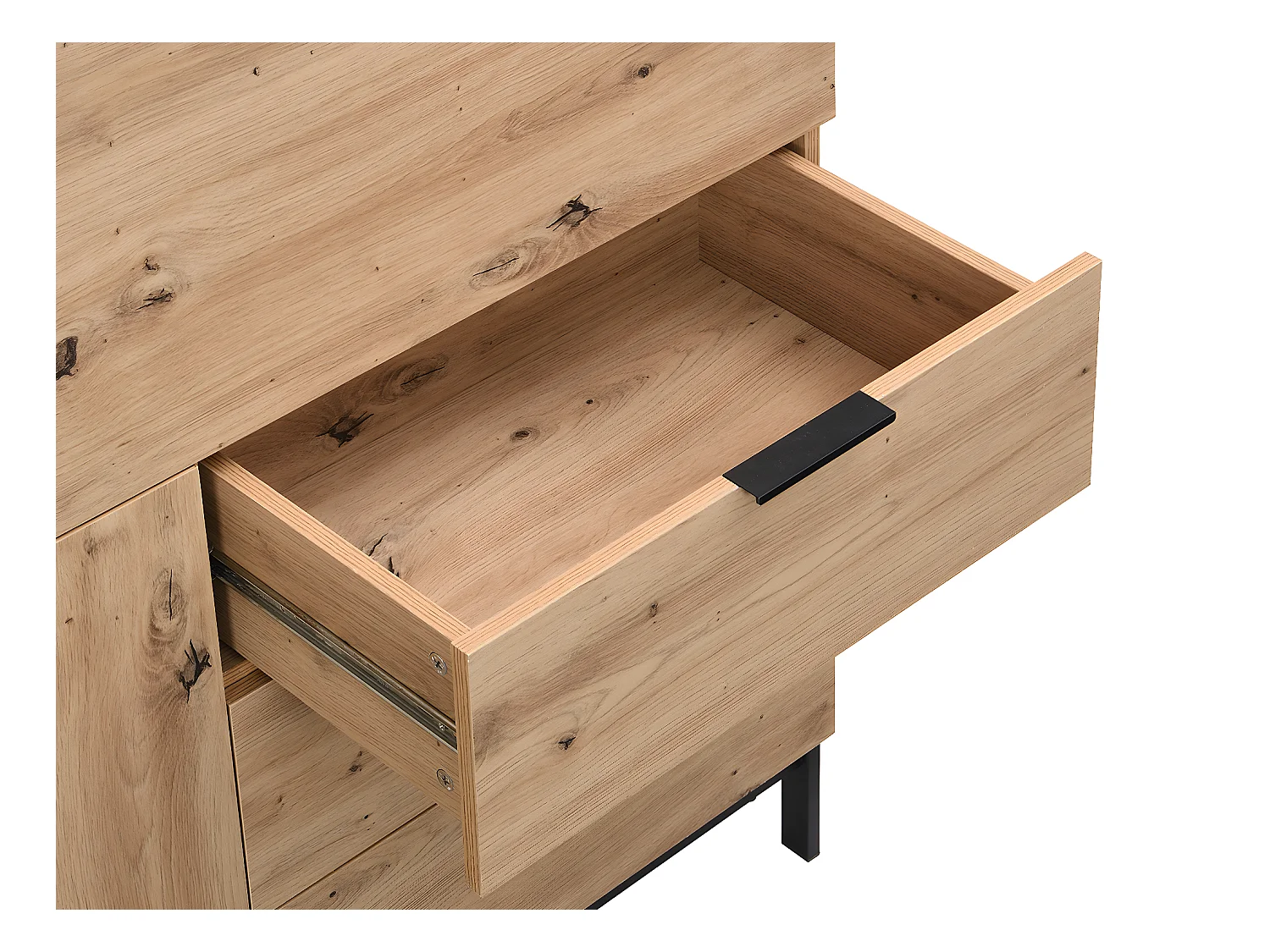 Escritorio con 2 puertas y 3 cajones - MDF y metal - Natural - ERWIN