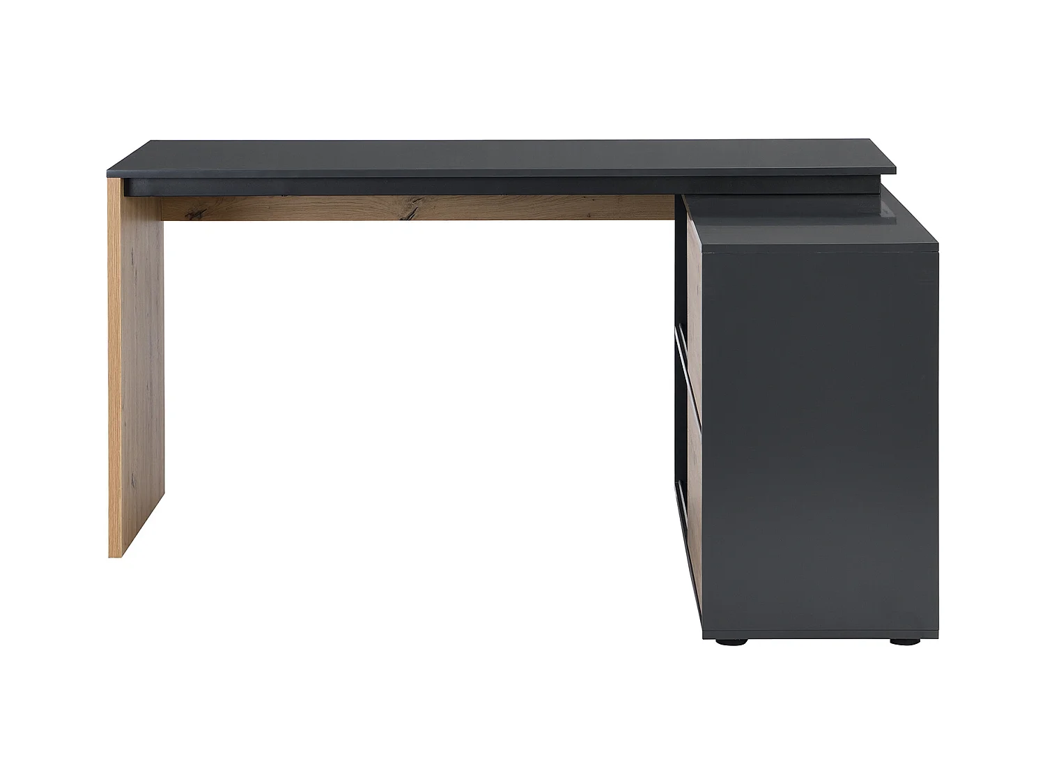 Bureau d'angle avec 2 porte coulissantes - MDF - Coloris : Naturel et noir - COLIOBA
