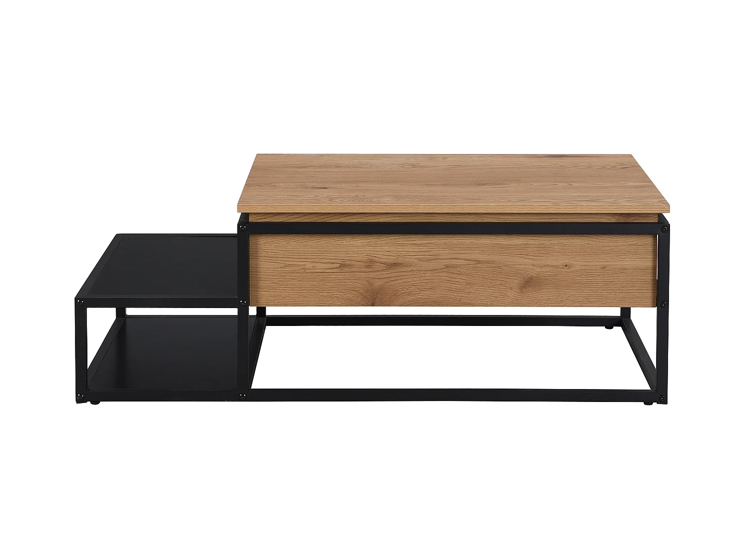 Mesa de centro con tablero elevable - MDF y metal - Natural y negro - LUTESA