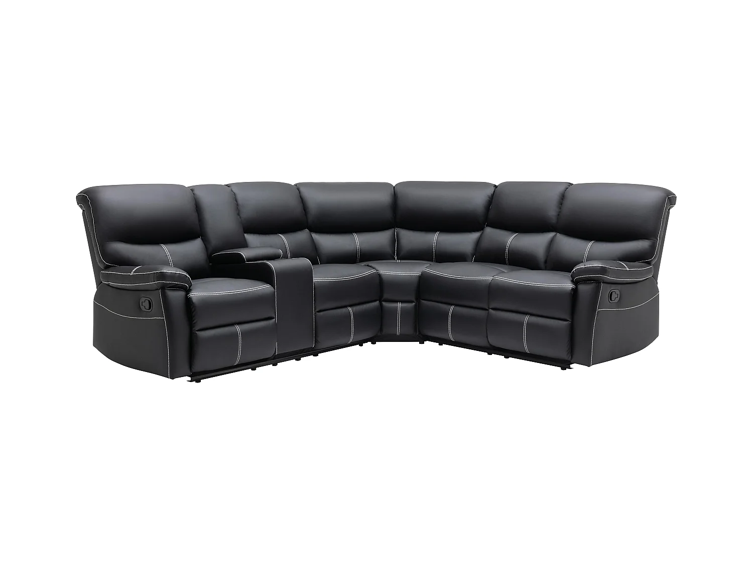 Relax-Ecksofa - Kunstleder - Schwarz - CANBY